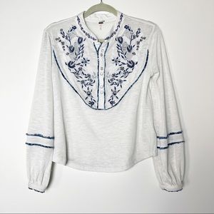 Free People embroidered western peasant blouse